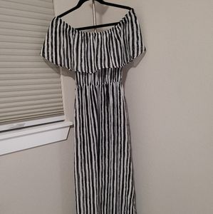 Long off shoulder chiffon dress